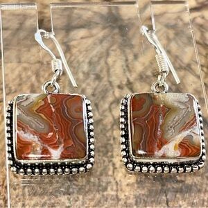 Crazy Lace Agate Earrings 1 1/2”